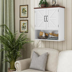 Bathroom Wall Cabinet with Barn Doors, Wall Mounted Bathroom Cabinet, Farmhouse Style, Adjustable Shelf, Wall Mounted Medicin