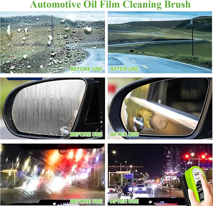3PCS Clear Vision Windshield Cleaner, Automotive Oil Film Cleaning Brush for Car Windows, Windshield Oil Film Remover for Car