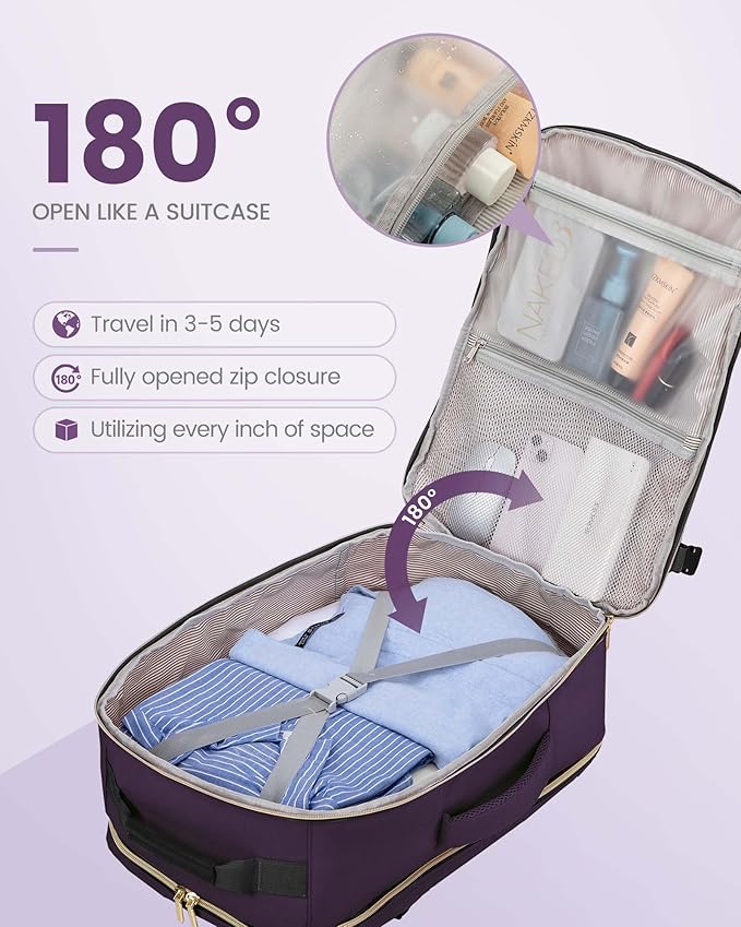 LOVEVOOK Travel Backpack for Women & Men 40L,Airline Approved Carry On Backpack Travel Essentials,TSA Carry on Luggage,Waterp