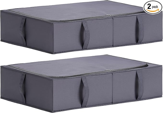 TYEERS Under Bed Storage Containers, Durable Fabric, Washable, Collapsible, Under Bed Storage Bins for Clothes, Blankets, She