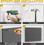 Ultrawall Metal Pegboard Panels, Pegboard Wall Organizer, Black Peg Boards for Wall, Garage Tool Storage Organization, 12"X16