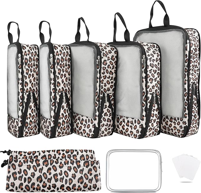 7 Pcs Compression Packing Cubes for Travel Luggage, Lightweight Suitcase Organizer Bags Set, Compression Packaging Cube for T