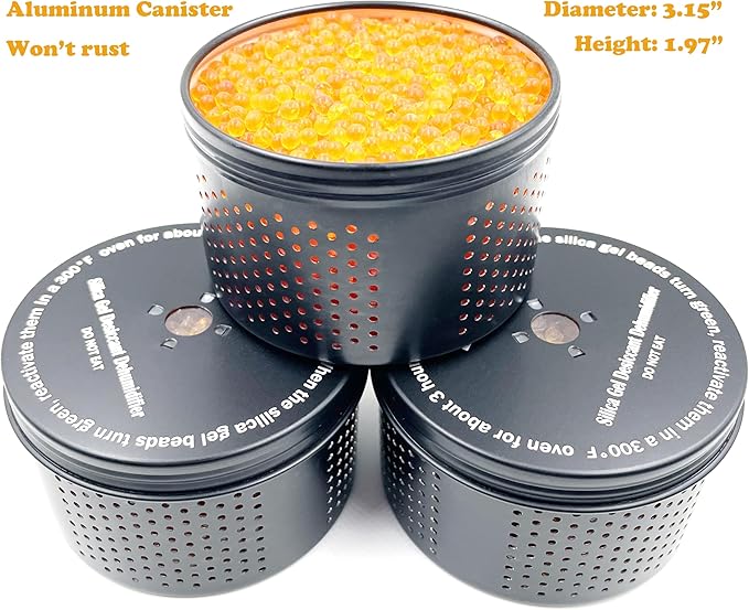 Gun Safe Dehumidifier 200g - Small Reusable Indicating Silica Gel Canister, Portable Moisture Absorber Prevents Corrosion