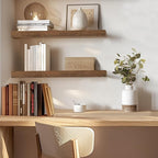 INHABIT UNION Rustic Brown Floating Shelves for Wall，24in Wall Mounted Display Ledge Shelves Perfect for Bedroom, Bathroom, L