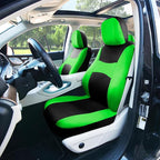 Automotive Seat Covers Green Universal Fit Combo Set with Steering Wheel Cover and Seat Belt Pad fits most Cars, SUVs, and Tr