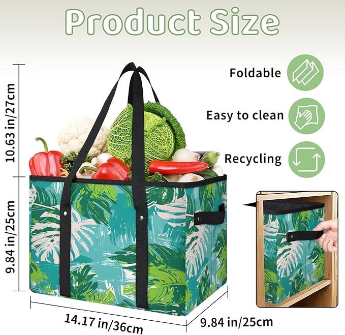 Reusable Grocery Bag, Foldable Large Shopping Tote Bag for Groceries Kitchen Picnic Car Trunk