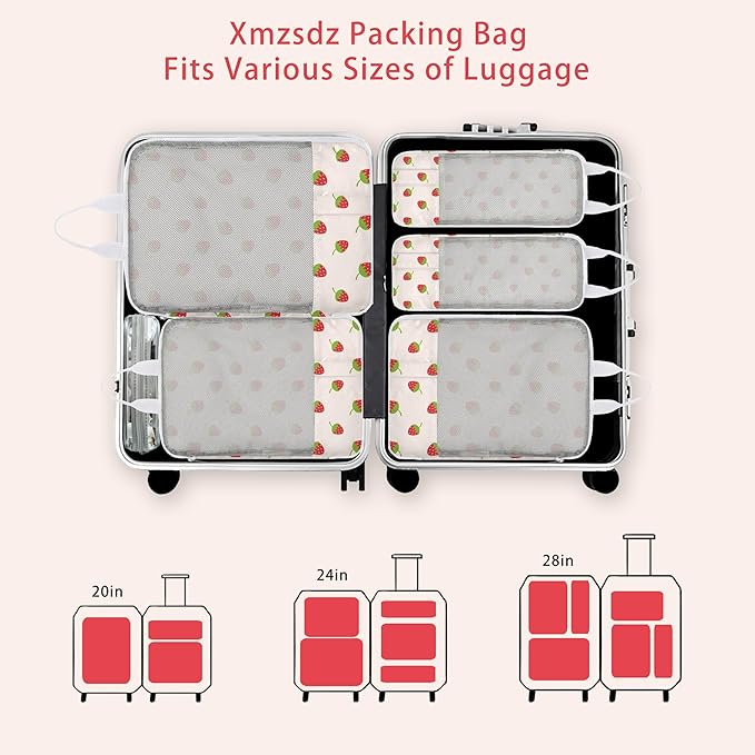 7 Pcs Compression Packing Cubes for Travel Luggage, Lightweight Suitcase Organizer Bags Set, Compression Packaging Cube for T