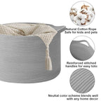 65L Large Blanket Basket,Cotton Rope Woven Storage Basket with Handles, Laundry Hamper for Toys, Clothes, Pillows & Towels, P