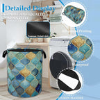 Moroccan Mosaic Laundry Basket Collapsible Laundry Hamper, Oxford Cloth Storage Bin for Room/Bathroom/Bedroom/Dormitories 16"