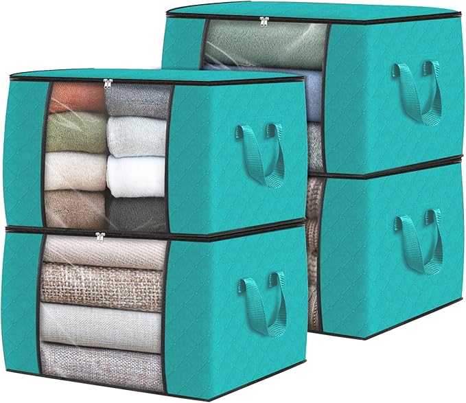 Fab totes Storage Bags,Clothes Blanket Storage Bins Foldable Closet Organizers with Reinforced Handle for Home Dorm Storage a