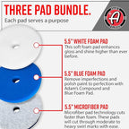 Adam's Polishes Premium Polisher Pads Bundle - Expertly Designed to Make Polishing and Paint Correction Easier and Quicker - Color Coded to Match with Recommended Polishes or Compounds (5.5" Pads)