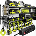 POKIPO Large Power Tool Organizer Wall Mount with Charging Station,4 Layer Heavy Duty Metal Tool Storage Rack Loads 600lbs wi