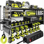 POKIPO Large Power Tool Organizer Wall Mount with Charging Station,4 Layer Heavy Duty Metal Tool Storage Rack Loads 600lbs wi