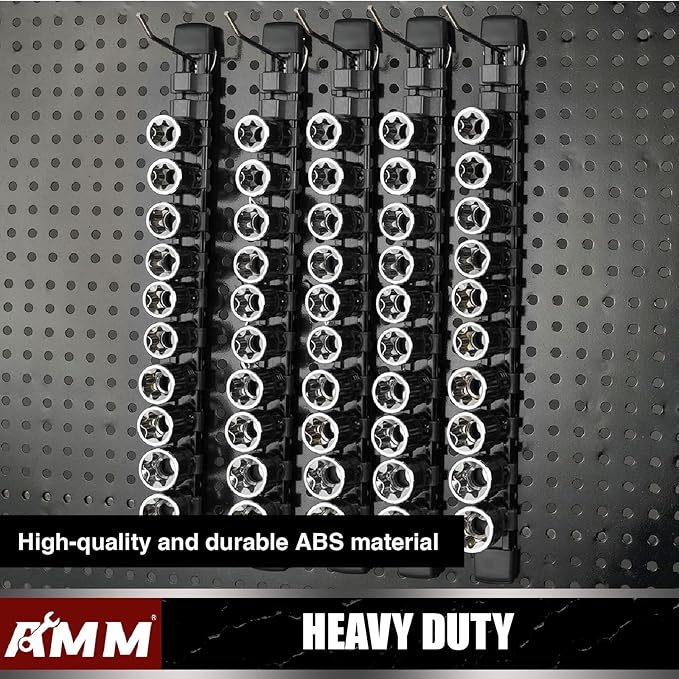 AMM 6-Piece Socket Organizer, 1/2 inch Drive ABS Tools Socket Holder,Heavy Duty Socket Racks, Premium Quality Socket Clip Rai