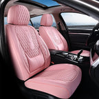 Coverado Seat Covers Full Set, Pink Car Seat Covers, Waterproof Car Seat Cover with Lumbar Support, Leather Car Seat Cushion 