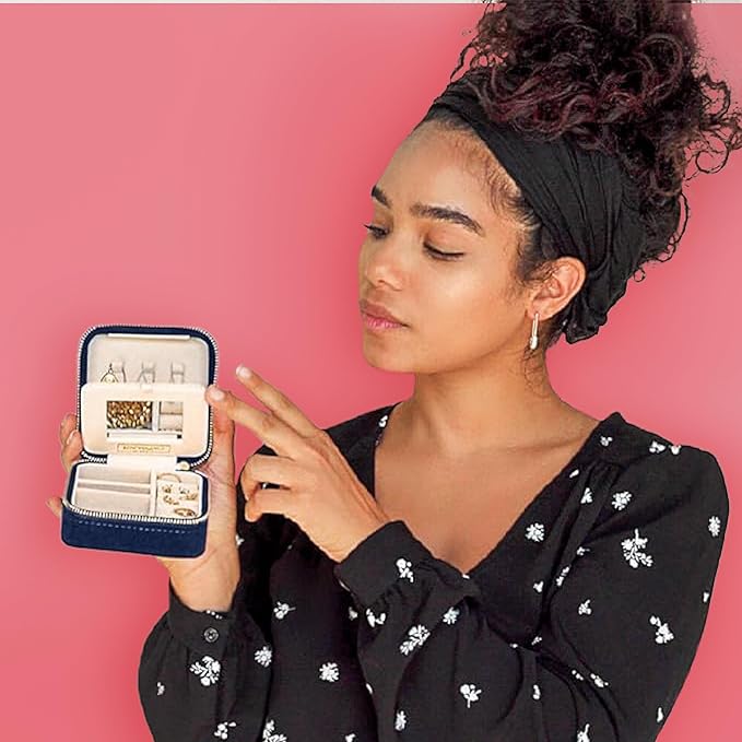 Benevolence LA Plush Velvet Jewelry Box | Travel Jewelry Case Organizer with Mirror | Featured in Oprah's Favorite Things | B