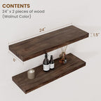 Floating Shelves for Wall Decor, 8 Inch Deep Rustic Solid Elm Wood Floating Shelves Wall Mounted, Wall Shelves with Invisible