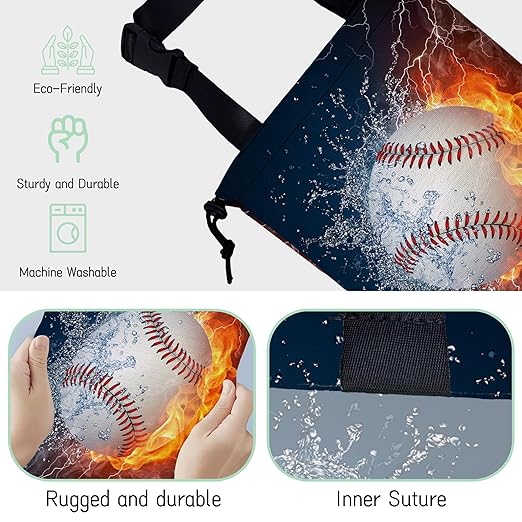 Baseball Ball Car Garbage Bag,Fire Ball Waterproof Small Car Trash Bag Hanging Back of Seat,Drawstring Hanging Car Trash Bag with Adjustable Buckle for Car Accessories