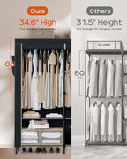 CASAMAYA Portable Closet, 54.3 Inch Large Capacity Wardrobe Closet with Cover, Clothes Storage Organizer with Shelves and 2 H
