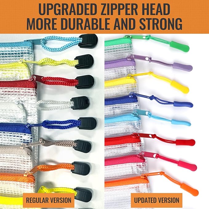 24pcs Mesh Zipper Pouch Bags 9.3 x 4.7 Inches, 8 Color Small Clear Pouches Bulk, Travel Cosmetics Organization, Classroom and