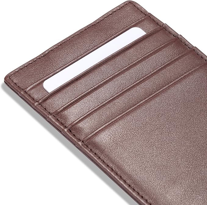HISCOW Car Sun Visor Card Holder with Elastic Band Fastener - Italian Calfskin (Brown)