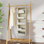 Hanging Closet Organizer, Easy Mount Foldable 5-Shelf Hanging Closet Wardrobe Storage Shelves, Clothes Handbag Shoes Accessor