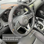 PINCTROT D Shaped Comfy Grip Steering Wheel Cover, Anti-Slip Design, Flat Bottom 14.5-15 Inch(Silicone Black)