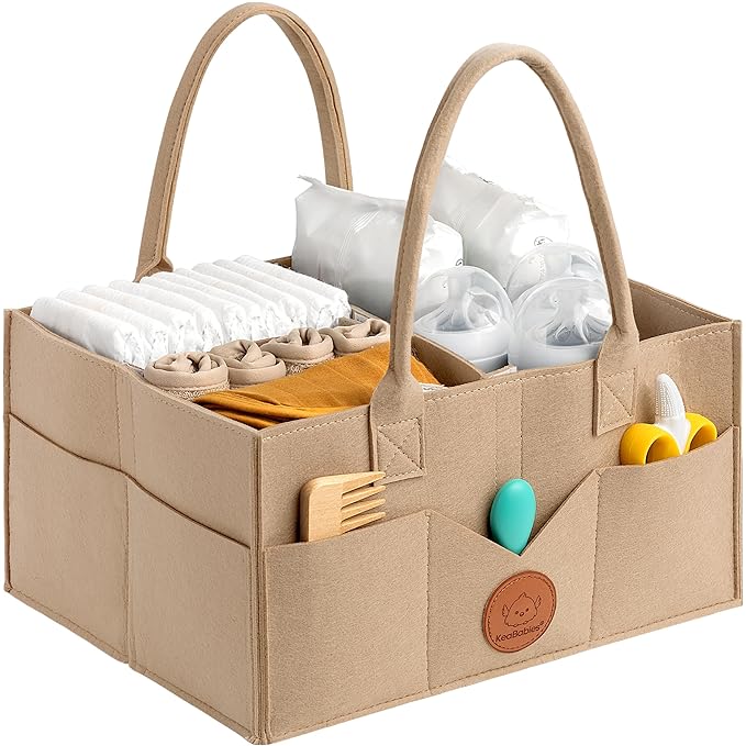 KeaBabies Baby Diaper Caddy Organizer with Handle - Portable Baby Car Organizers and Storage for Nursery, Changing Table, Lar