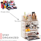 Sorbus Acrylic Makeup Organizer Set, 7-Drawer Vanity & Countertop Cosmetic Storage with Small & Wide Compartments, Glitter Ma