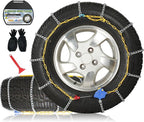 Auto Fixing Snow Chains, 2 x 12 mm, 30s Quick Installation of Tire Chains with Automatic Tensioner, Universal Emergency Tire 