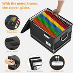 Fireproof Document Box,5200°F File Organizer Box with Lock,Foldable Filing Organizer Cabinet, Portable Safe Storage for Hangi