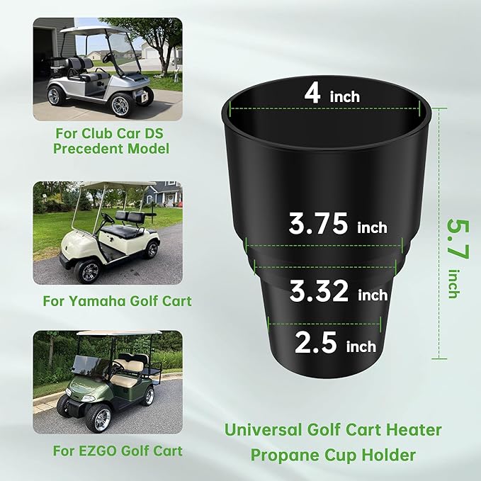 10L0L 2 Pack Golf Cart Cup Holder, Dash Adapter for Portable Propane Heater Cylinder, Universal Replacement Drink Holder for 