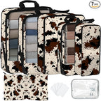7 Pcs Compression Packing Cubes for Travel, Waterproof Suitcase Luggage Backpack Organizer with Toiletry Bag Travel Essential
