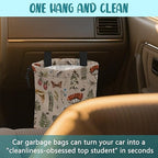 Car Garbage Bag Vintage Mushroom Forest Plants Drawstring Car Trash Bag Hanging for Back Seat with Adjustable Buckle Canvas Vehicle Trash Can Easy-to-Install