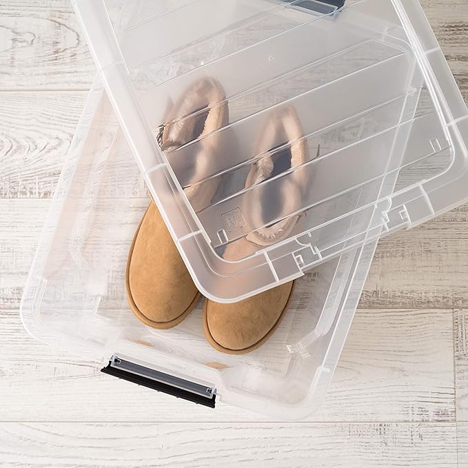 IRIS USA 32 QT Plastic Storage Box with Lid and Latches - 6 Pack - BPA-Free, See-Through Organizing Solution, Durable Nestabl