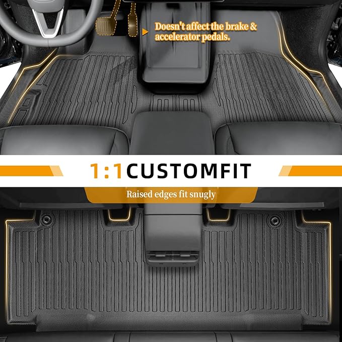 Floor Mats for Honda Odyssey 2011 2012 2013 2014 2015 2017, 2016 Odyssey Floor Mats, 1st and 2nd 3rd Row & Cargo Mat, TPE Non-Slip Waterproof Summer Winter Car Accessories
