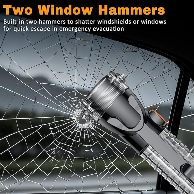 Multifunctional Car Safety Flashlight - Emergency Escape Tool with Window Breaker, Seatbelt Cutter, 3 Light Modes & Magnetic 