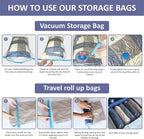 Cozy Essential Vacuum Storage Bags, 80% Compression Vacuum Seal Space Saver Plastic Packaging Bags for Clothes, Blankets, Pil