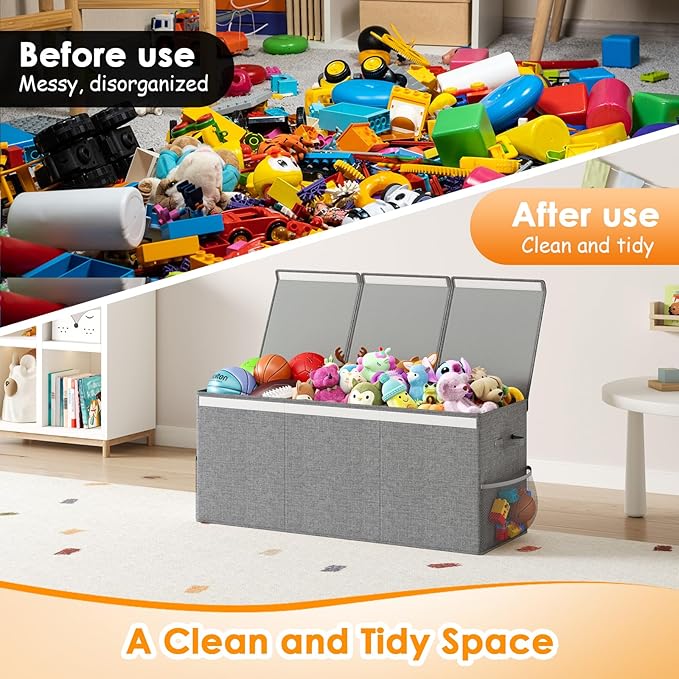 Extra Large Toy Box Chest with Lid, Kids Toy Storage Organizer for Boys Girls, Big Toy Bin Basket Extra Large Toy Storage Box