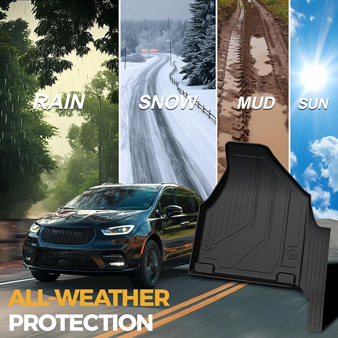 Floor Mats for Chrysler Pacifica 2017-2025 2026, All Weather Floor Mats Trunk Cargo Liner with Backrest Protectors Accessories, Full Coverage Set for 7/8 Seats (Not fit Hybrid)