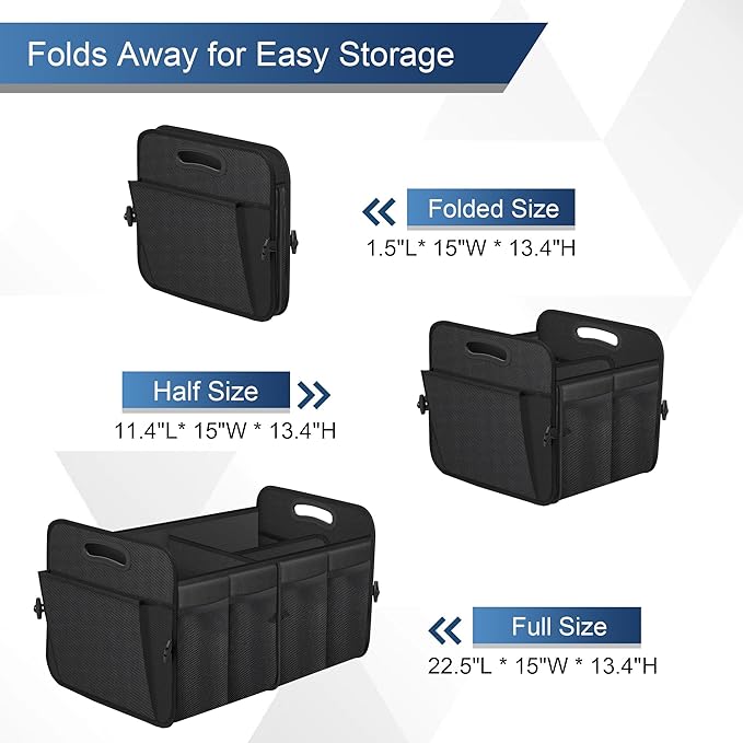 Femuar Car Trunk Organizer, Trunk Storage Organizer with 72L Large Capacity Waterproof Collapsible and 11 Pockets, Trunk Organizer for Suv