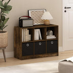 Furinno Basic Book Shelf, 6-Cube Bookshelf with Open Shelf, 3 x 2 Bookcase with Storage Bins, Closed Back, Horizontal, 11.9 x