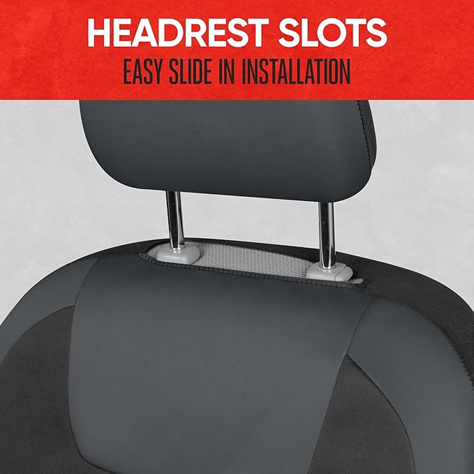 Motor Trend 2 Waterproof Front Seat Covers + 2 Trimmable Floor Mats – Universal Fit Car Interior Combo Set for Cars, Trucks, 
