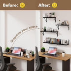 Floating Shelves for Wall, 24W x 8D Wide Bookshelf with Brackets Set of 3, Wood Wall Mounted Shelves for Living Room, Kitchen