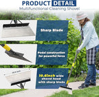 Snow Ice Scraper, 60" Long Handle Heavy Duty Garden Flat Shovel, Multifunctional Cleaning Shovel, Floor Scrapers Stainless Steel Garden Tools Weed Scraper for Weeding,Scraping,Ice Removal,Lawn Edging