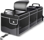 Trunk Organizer with Cooler, Collapsible Trunk Storage Container with Non Slip Bottom Strips, Large Multi-Compartment Waterproo