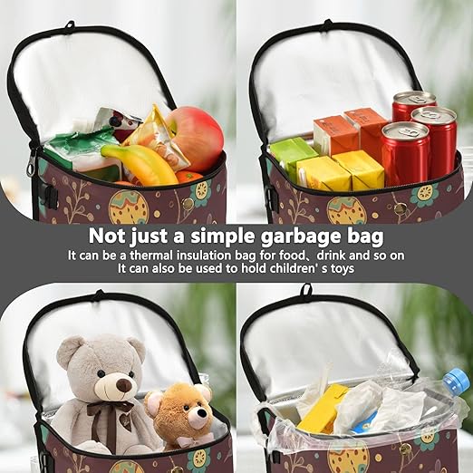 Linqin Autumn Floral Car Trash Can with Lid, Leak Proof, Waterproof, 670 Cubic Inches, 9.1 x 7.1 x 11 inches, Multipurpose Trash Bin for Car, SUV, Truck