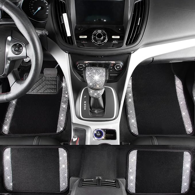 CAR PASS Rhinestone Bling Diamond Car Seat Covers Leather Shining Car Floor Mats Carpet Waterproof Anti-Slip Nibs Car Accesso