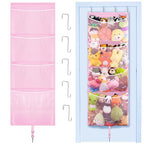 Woodoulogy Hanging Stuffed Animal Storage, Over Door Large Plush Toy Organizer with Metal Hook, Baby Accessory Holder Idea fo