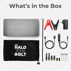 HALO Bolt Air 58830 Portable Car Battery Jump Starter | 100 PSI Air Compressor, 58.8Wh USB Power Bank, Emergency Floodlight